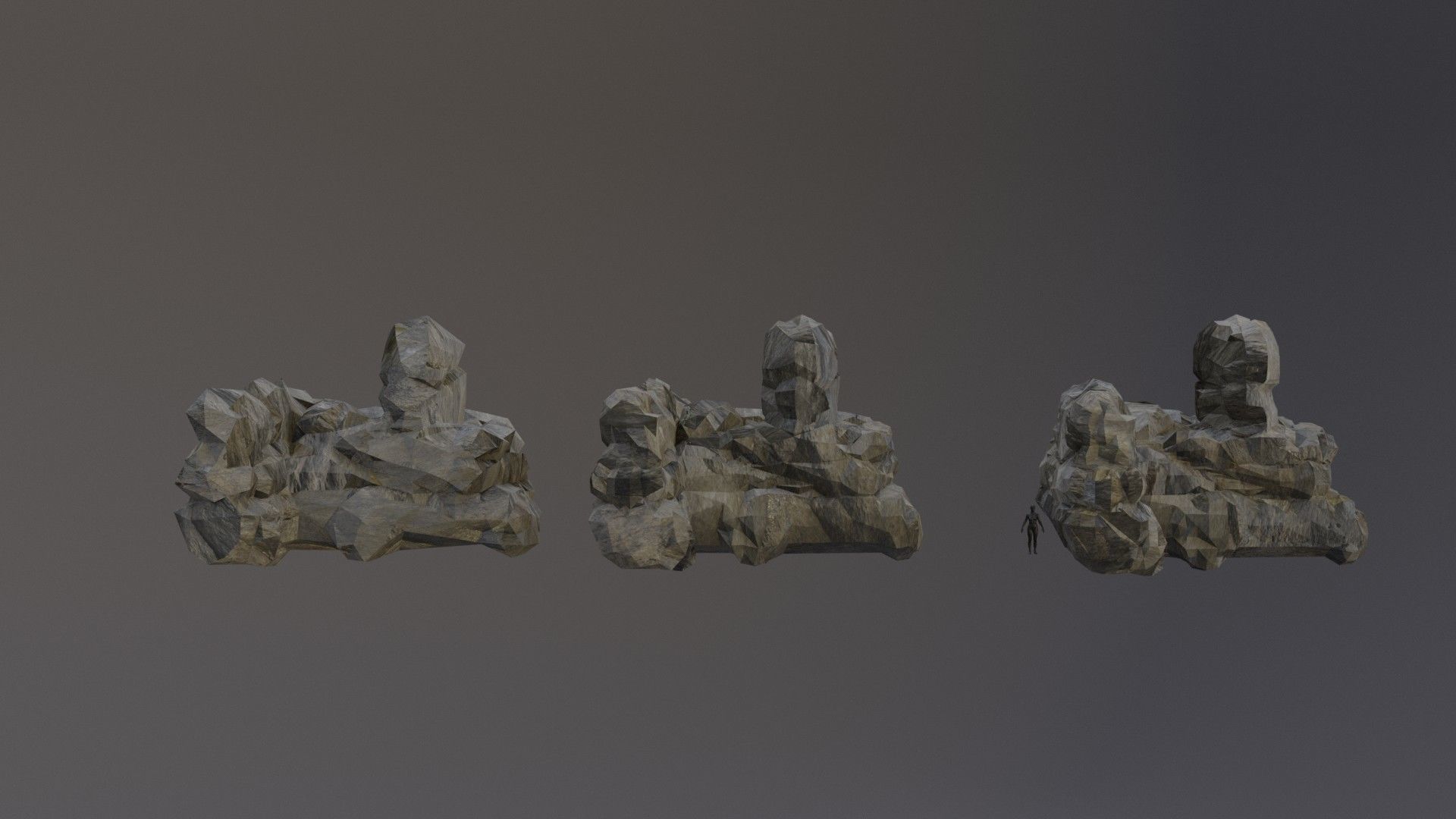 Low Poly Cliff Rock Set For Games Low-poly 3D model_1