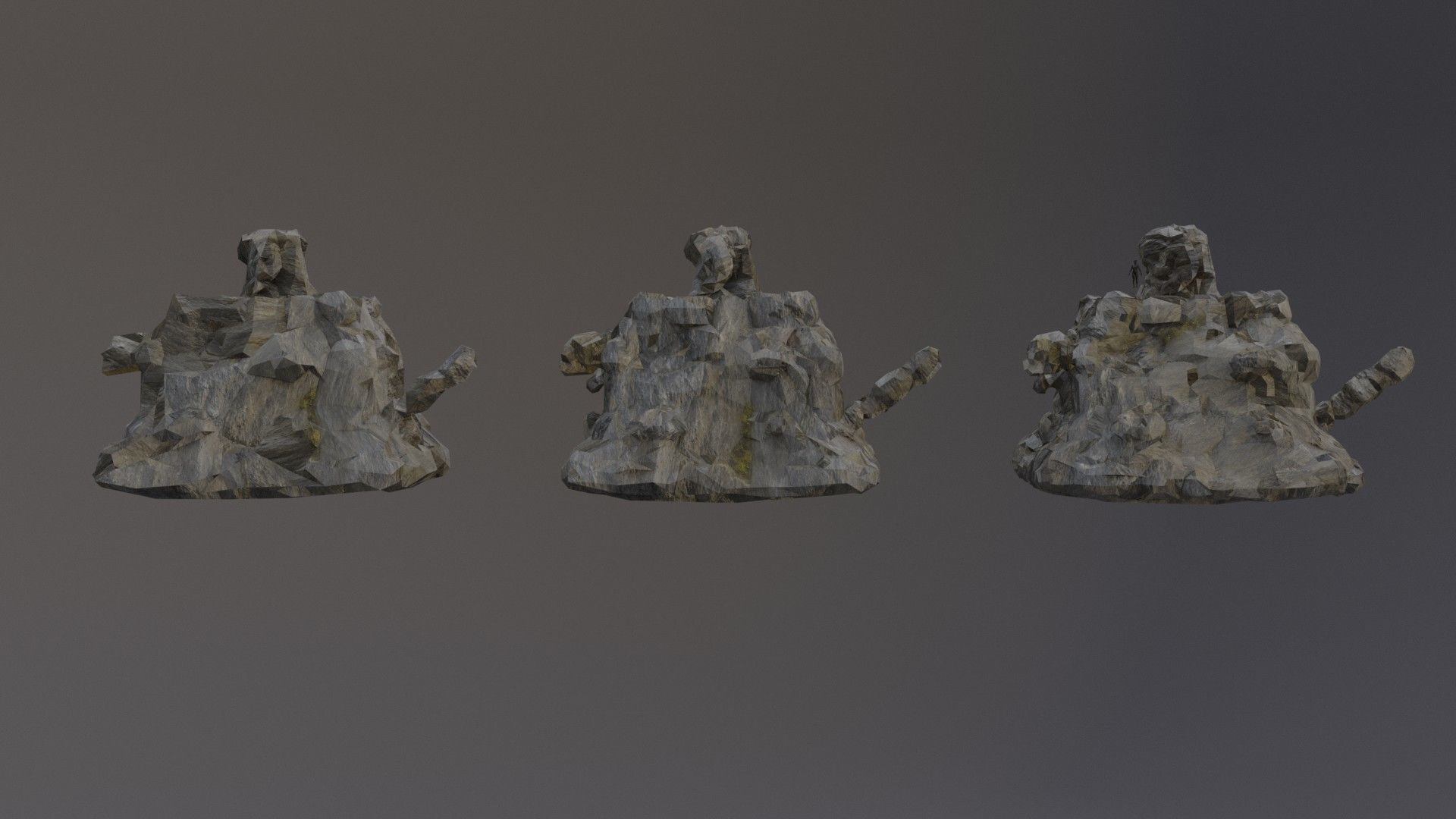 Low Poly Cliff Rock Set For Games Low-poly 3D model_40