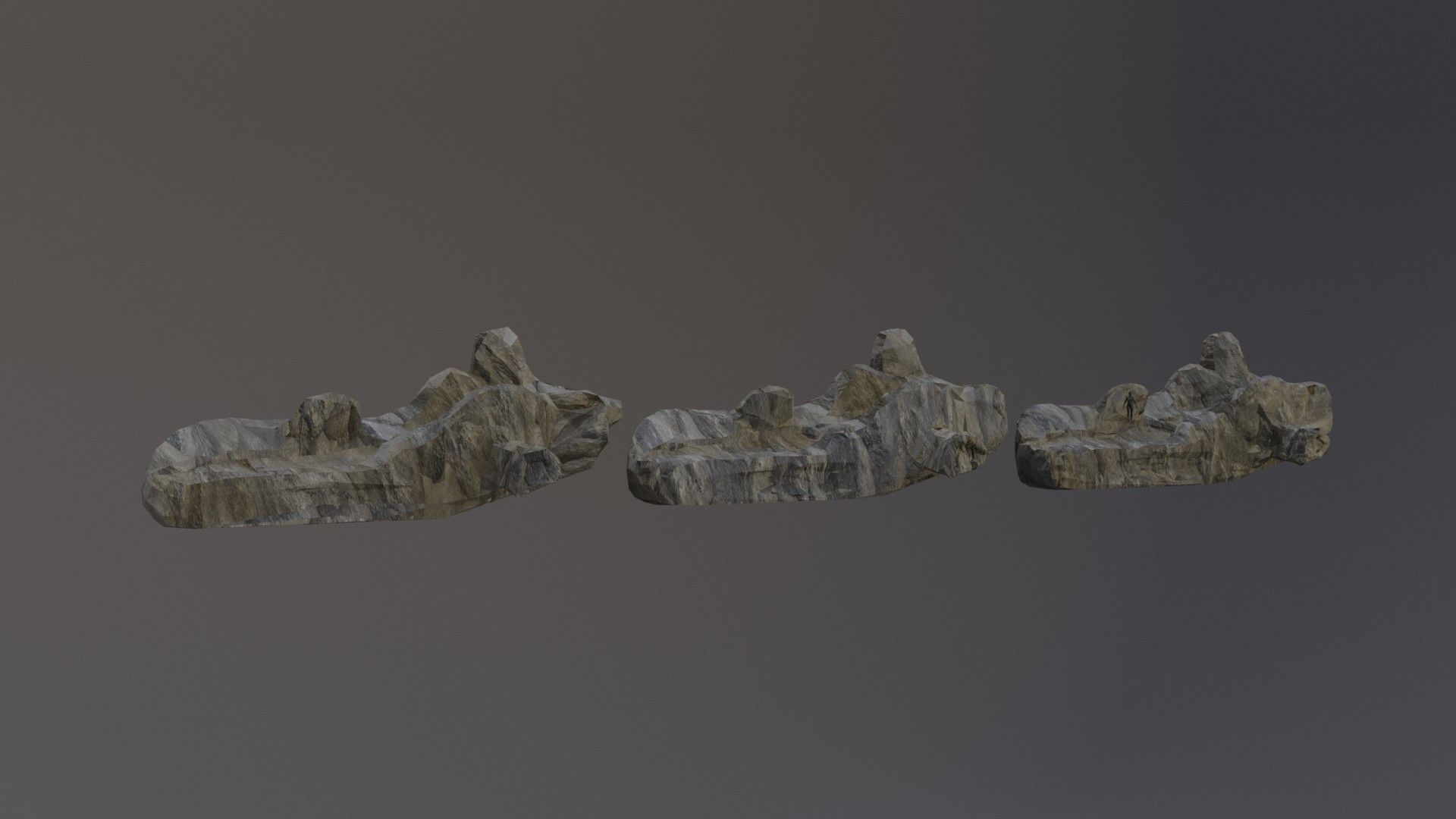 Low Poly Cliff Rock Set For Games Low-poly 3D model_20