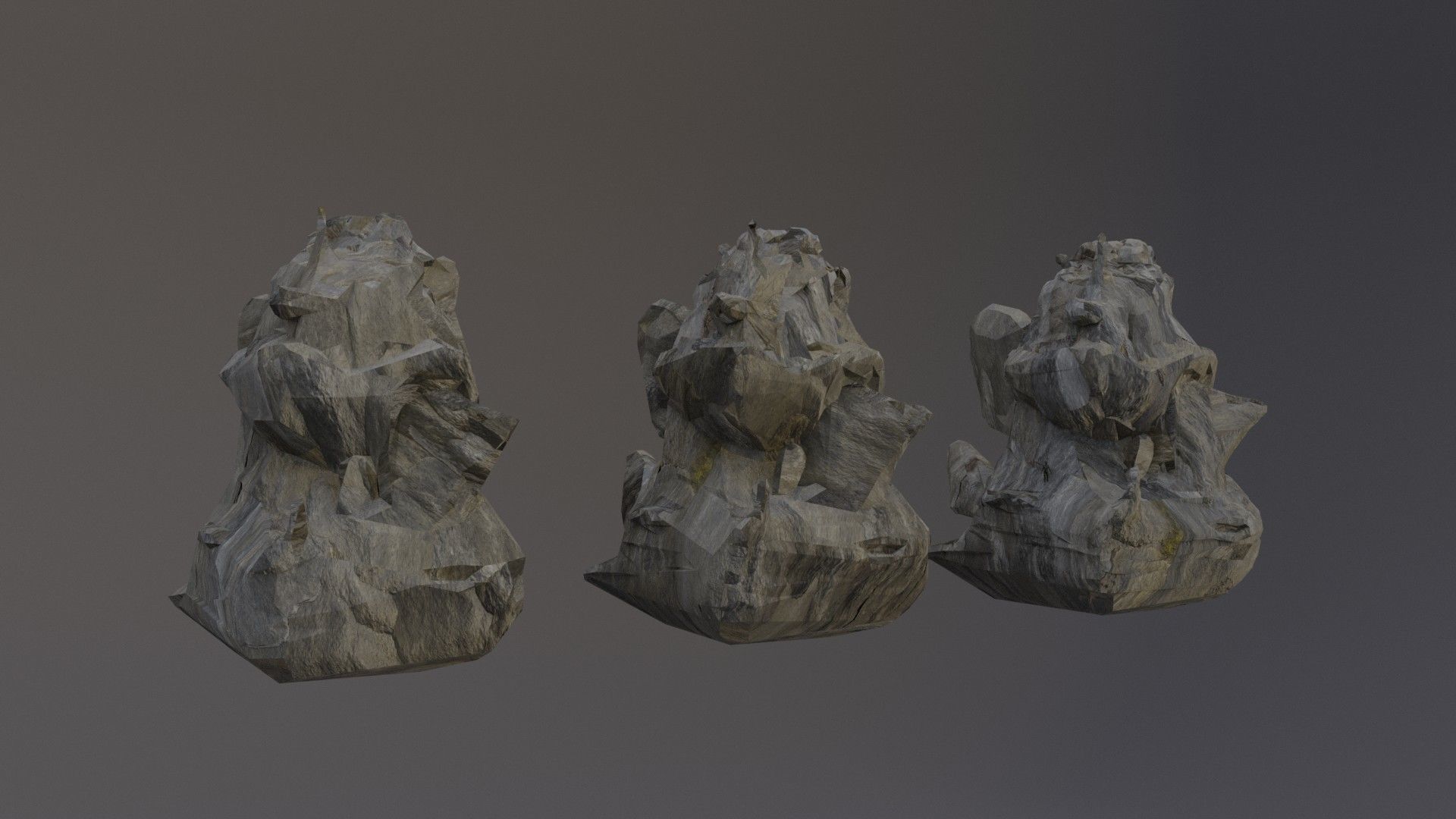 Low Poly Cliff Rock Set For Games Low-poly 3D model_38