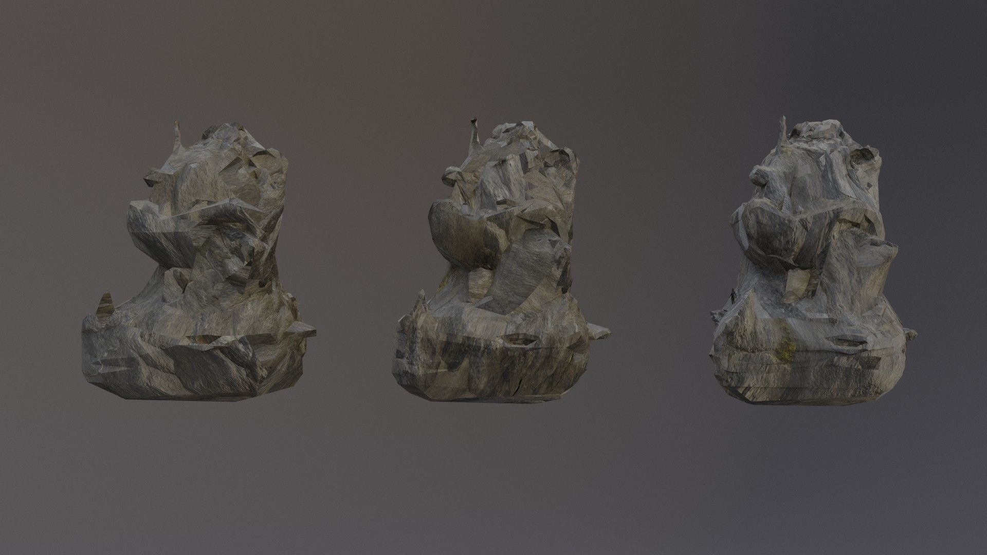 Low Poly Cliff Rock Set For Games Low-poly 3D model_37