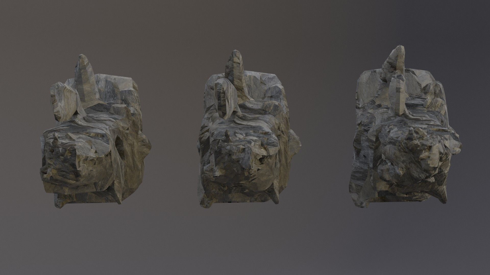 Low Poly Cliff Rock Set For Games Low-poly 3D model_39