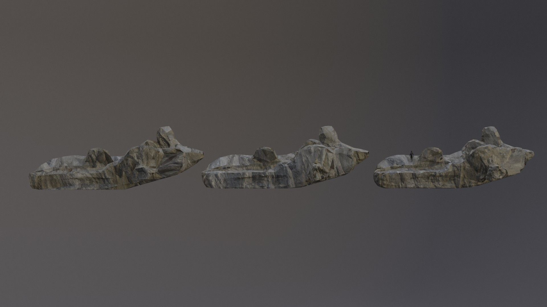 Low Poly Cliff Rock Set For Games Low-poly 3D model_19