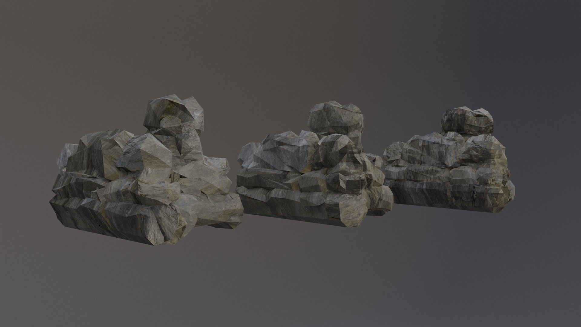 Low Poly Cliff Rock Set For Games Low-poly 3D model_2