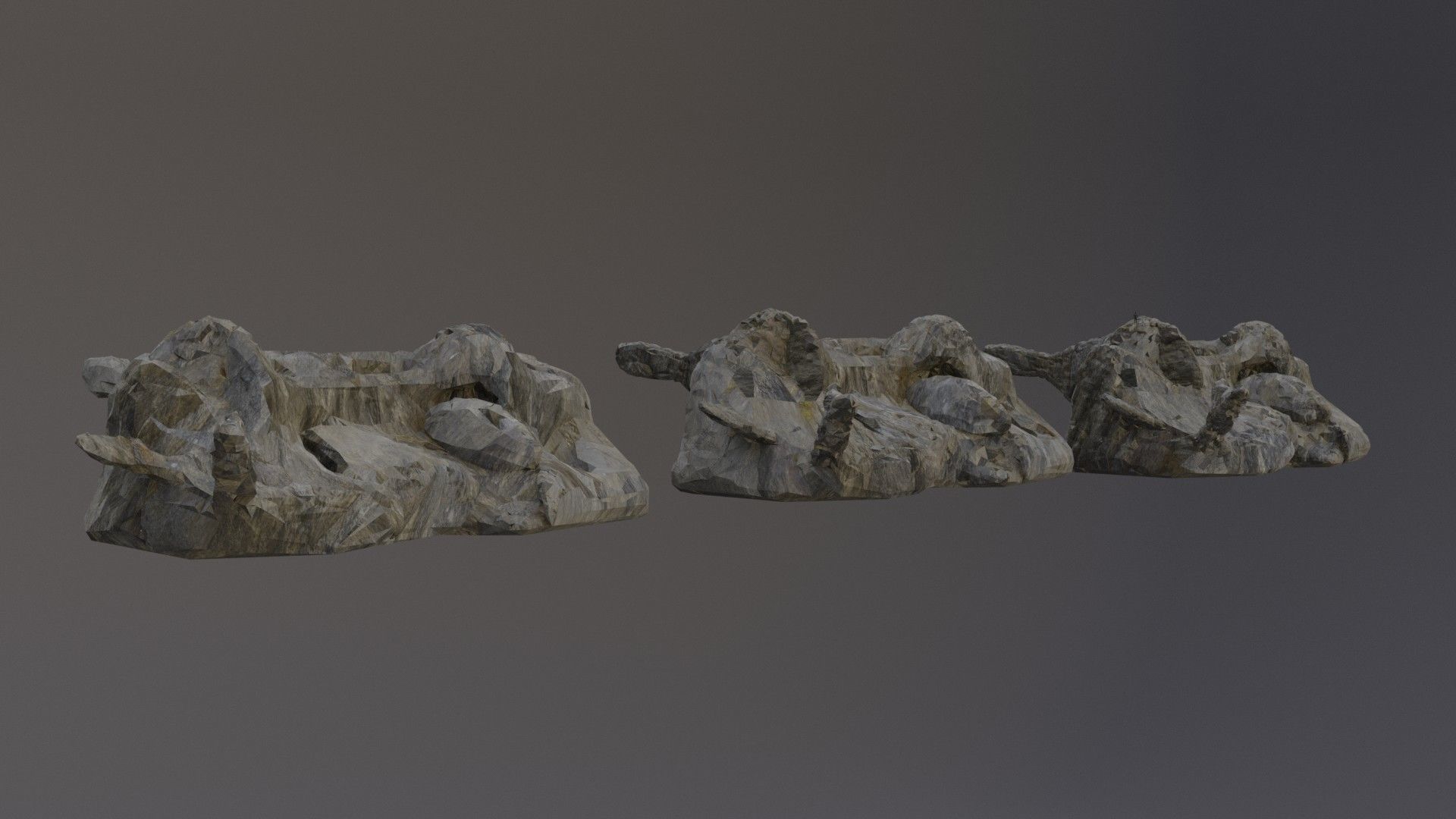 Low Poly Cliff Rock Set For Games Low-poly 3D model_14