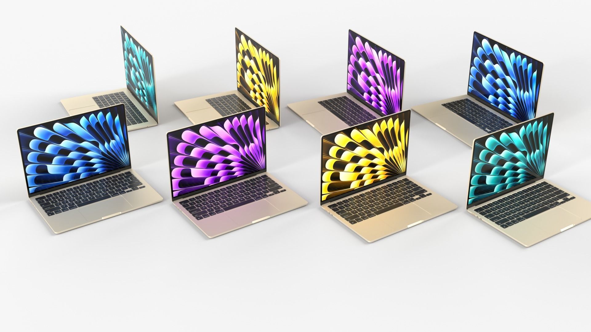  Apple MacBook Air 13 and 15  models 2023 Low-poly 3D model_12
