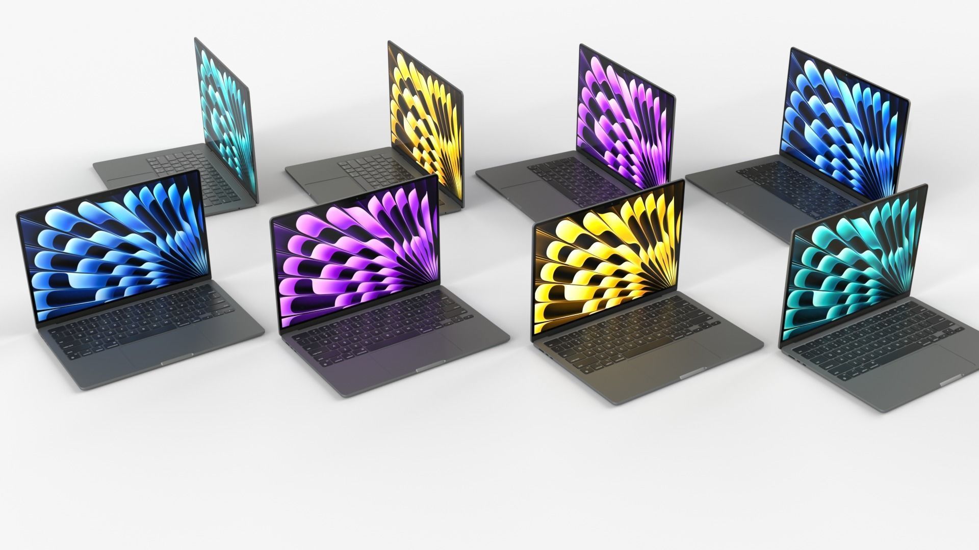  Apple MacBook Air 13 and 15  models 2023 Low-poly 3D model_11