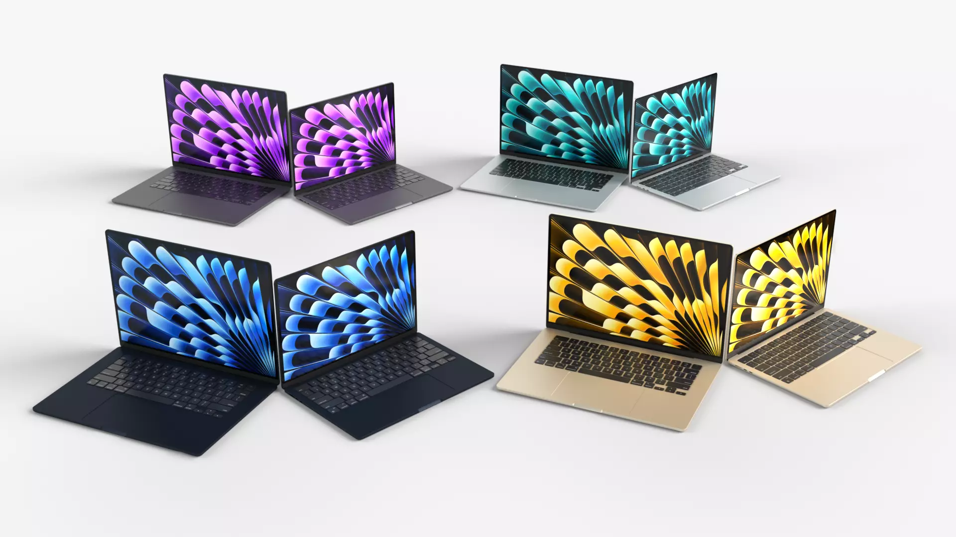  Apple MacBook Air 13 and 15  models 2023 Low-poly 3D model_0