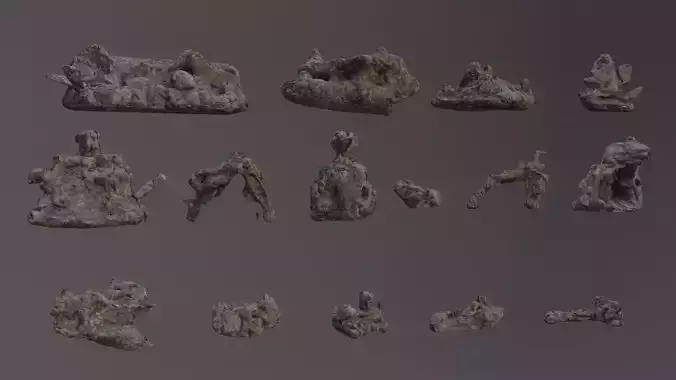 Low Poly Cliff Rock Set For Games