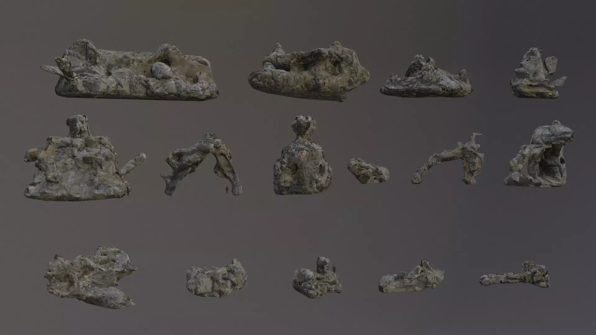 Low Poly Cliff Rock Set For Games Low-poly 3D model_0