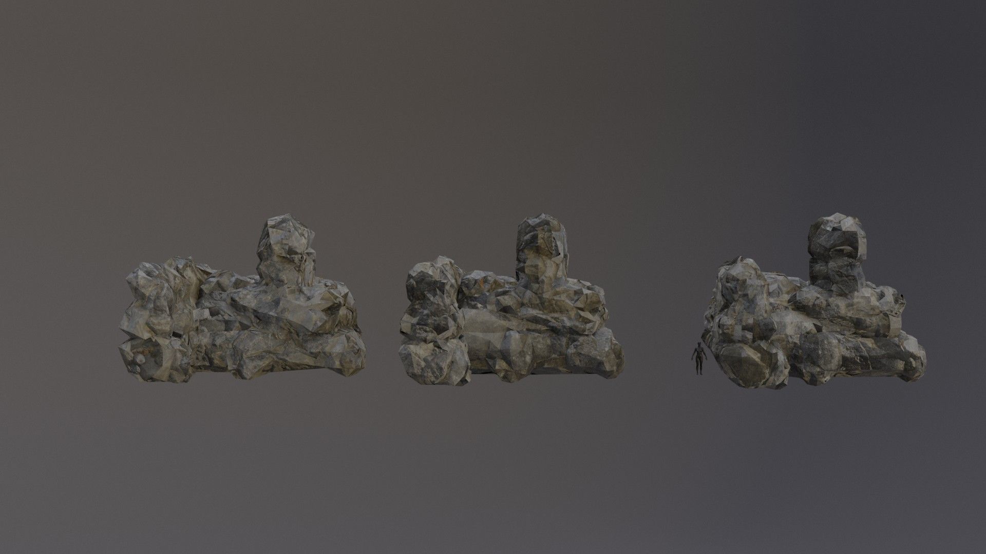 Low Poly Cliff Rock Set For Games Low-poly 3D model_1