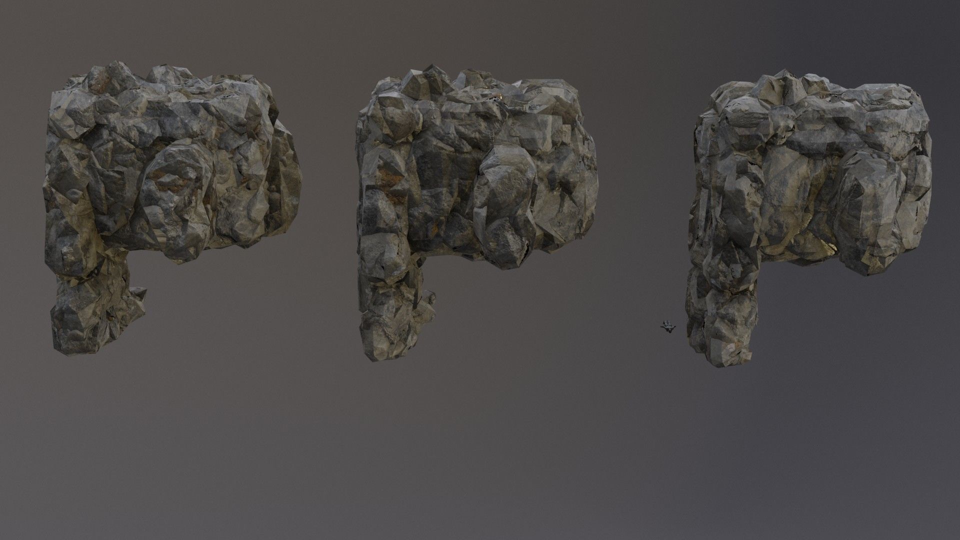 Low Poly Cliff Rock Set For Games Low-poly 3D model_2