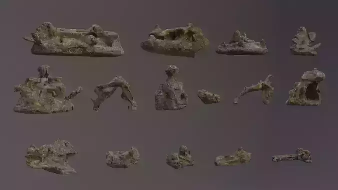 Low Poly Cliff Rock Set For Games Low-poly 3D model