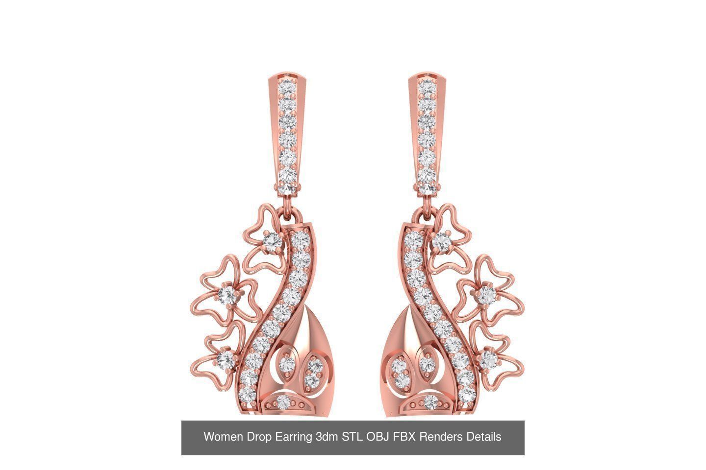 131 Women Drop Earring 3dm STL OBJ FBX Render Detail Collection _71