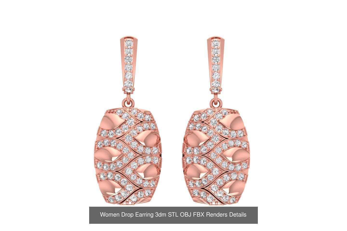 131 Women Drop Earring 3dm STL OBJ FBX Render Detail Collection _137