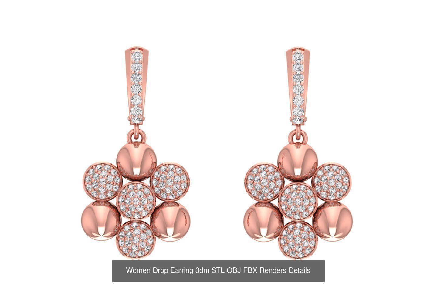 131 Women Drop Earring 3dm STL OBJ FBX Render Detail Collection _58