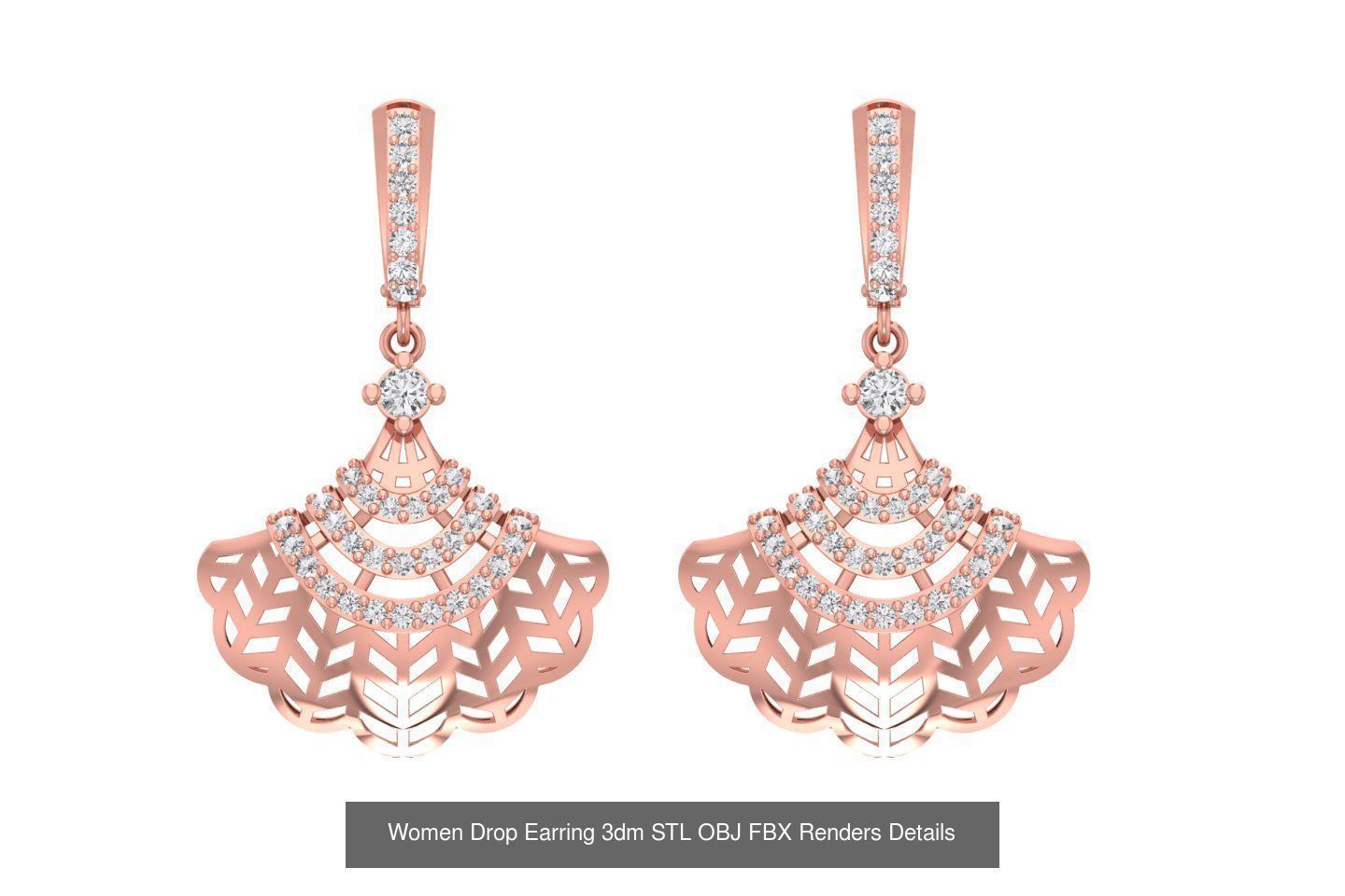 131 Women Drop Earring 3dm STL OBJ FBX Render Detail Collection _151