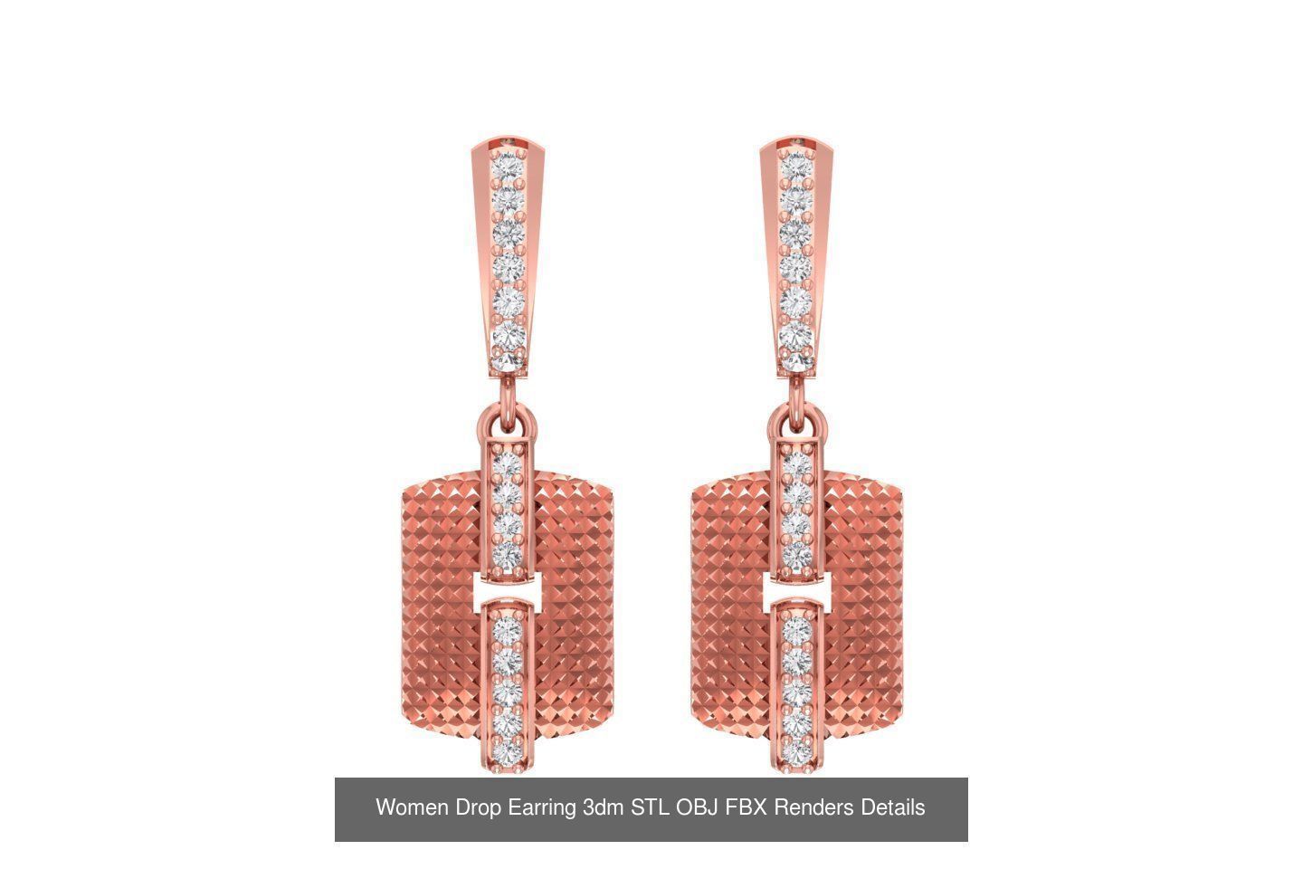 131 Women Drop Earring 3dm STL OBJ FBX Render Detail Collection _98
