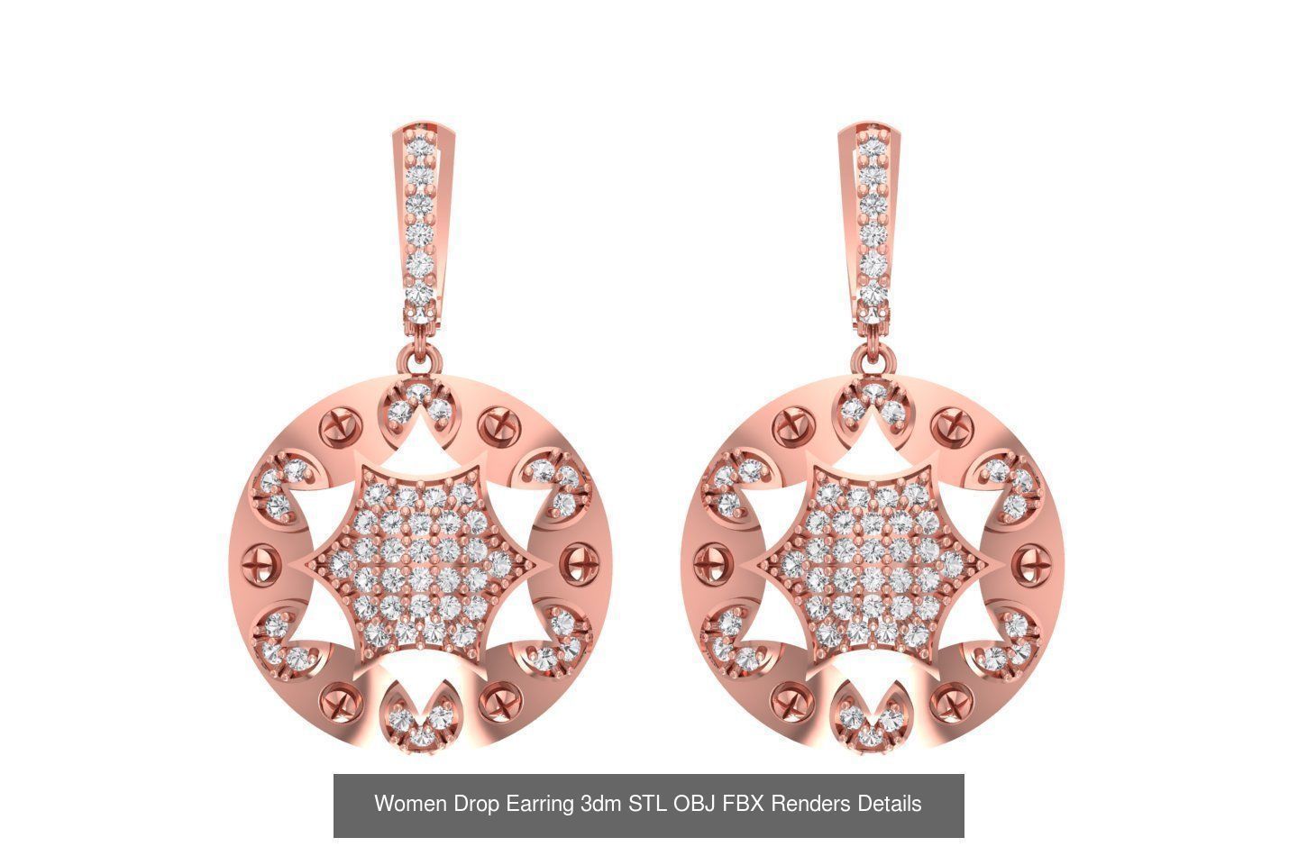 131 Women Drop Earring 3dm STL OBJ FBX Render Detail Collection _129