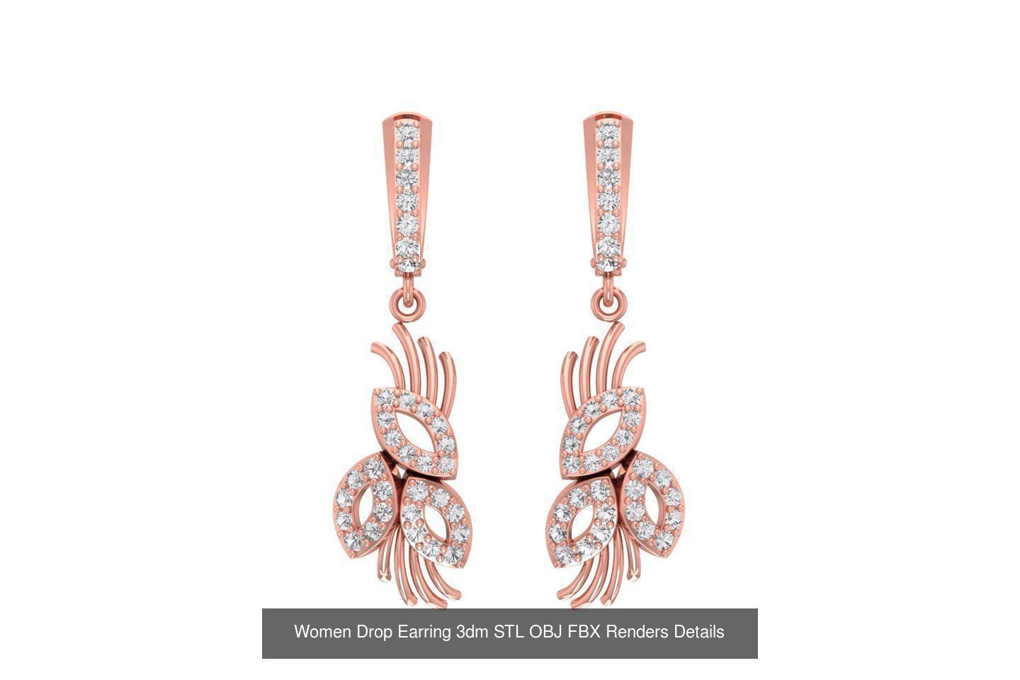 131 Women Drop Earring 3dm STL OBJ FBX Render Detail Collection _124