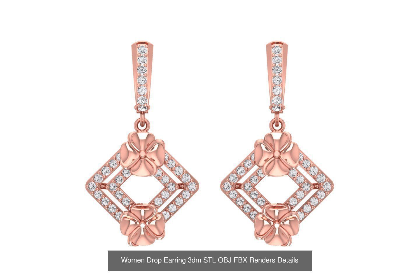 131 Women Drop Earring 3dm STL OBJ FBX Render Detail Collection _177