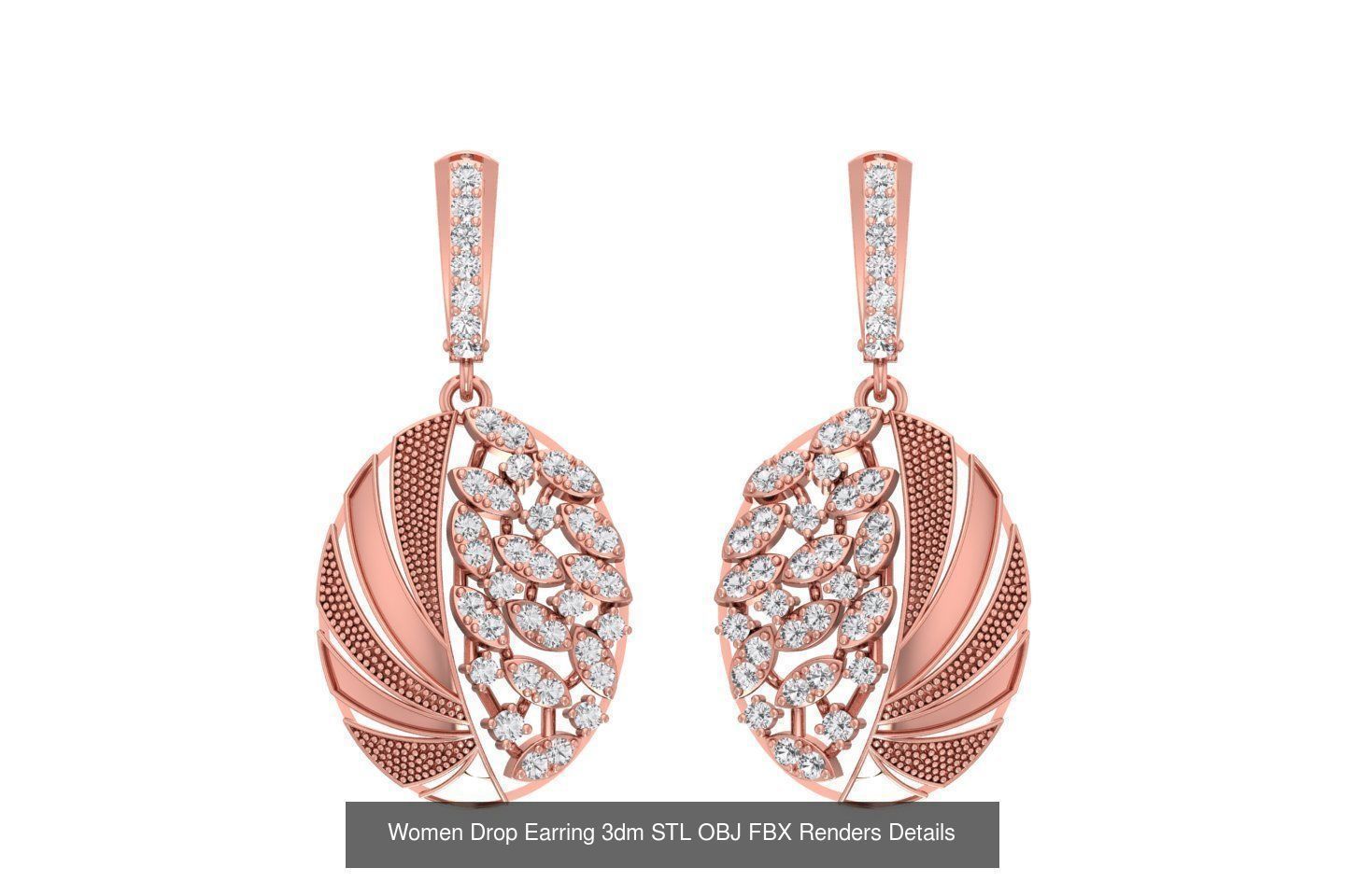 131 Women Drop Earring 3dm STL OBJ FBX Render Detail Collection _61