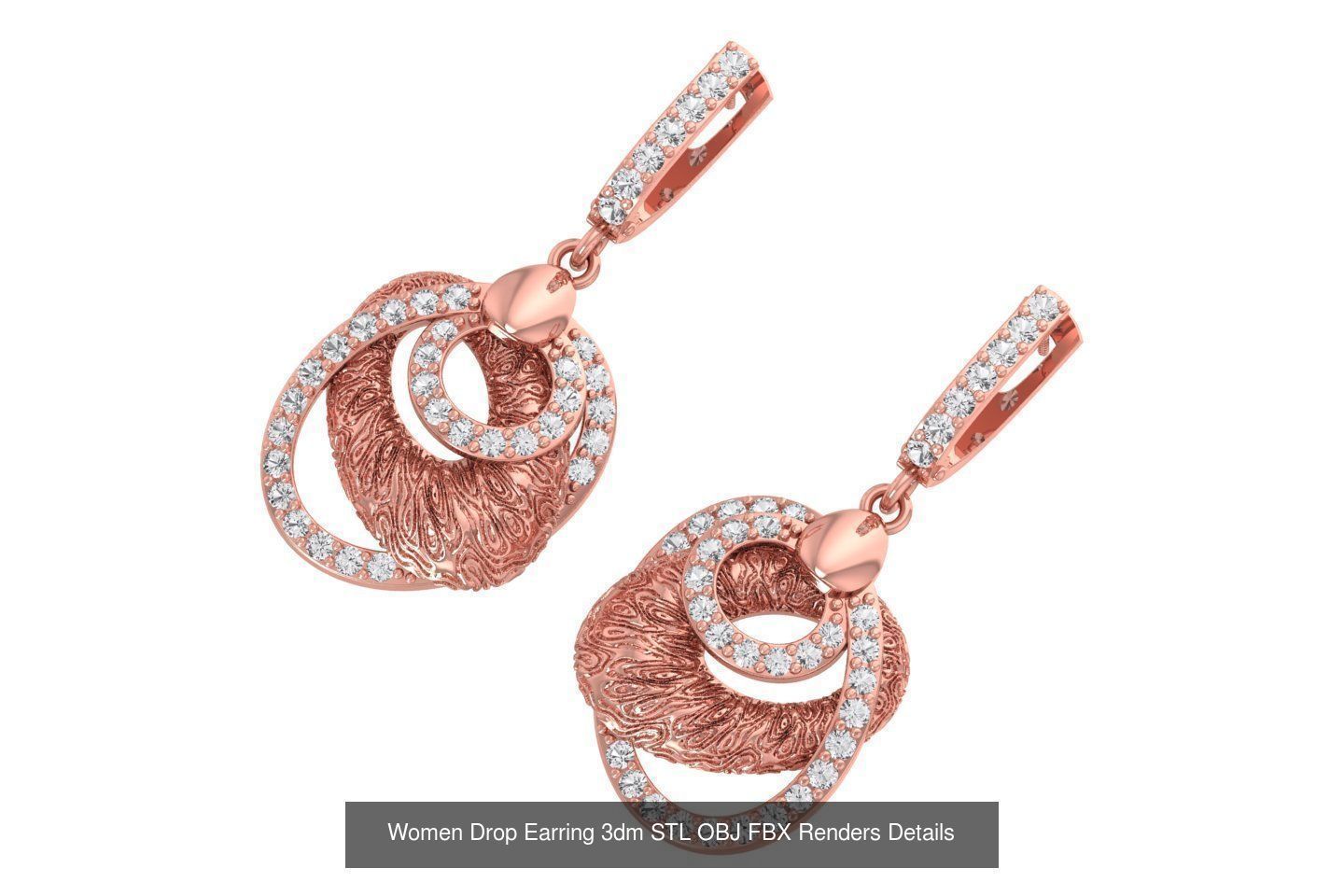 131 Women Drop Earring 3dm STL OBJ FBX Render Detail Collection _143