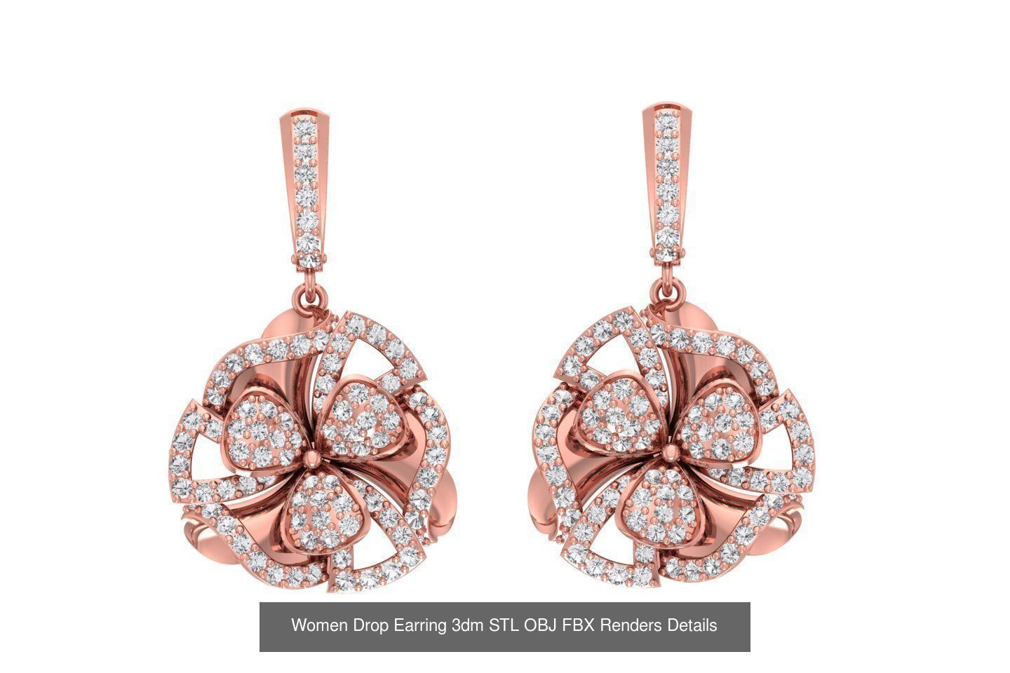 131 Women Drop Earring 3dm STL OBJ FBX Render Detail Collection _169