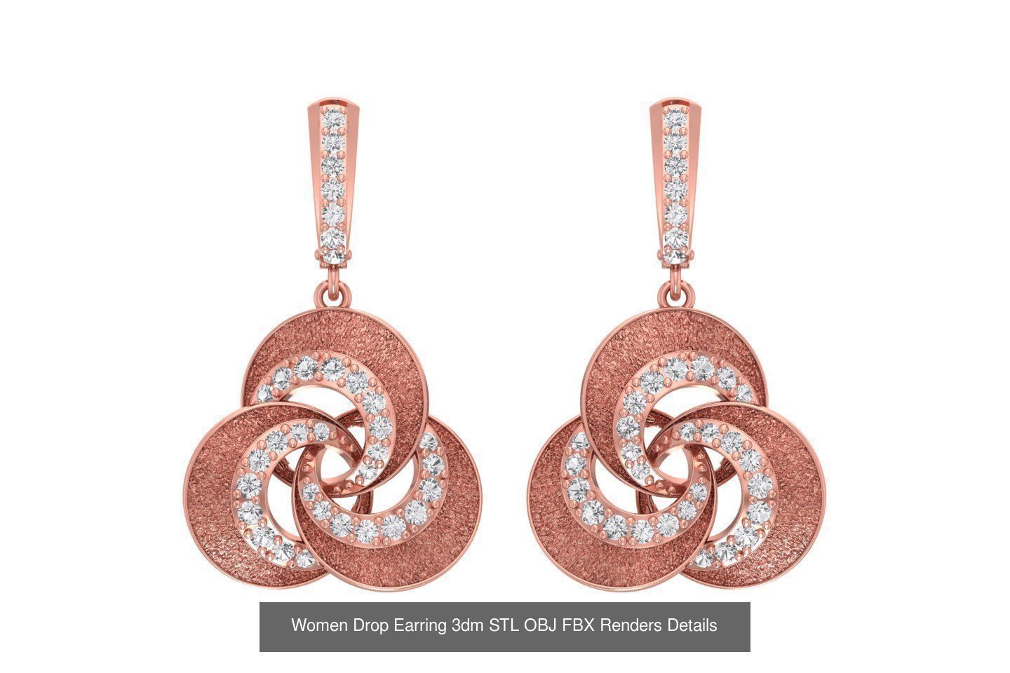 131 Women Drop Earring 3dm STL OBJ FBX Render Detail Collection _173