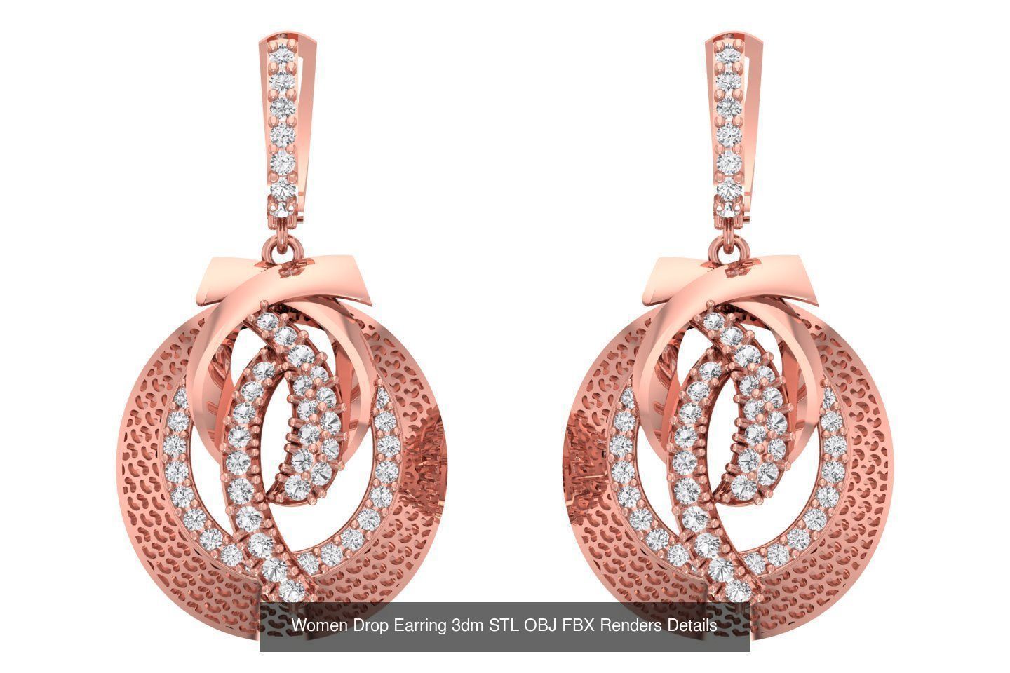 131 Women Drop Earring 3dm STL OBJ FBX Render Detail Collection _114