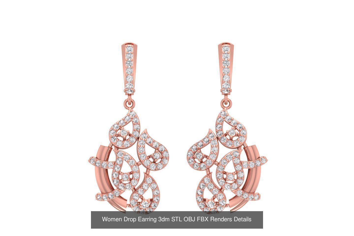 131 Women Drop Earring 3dm STL OBJ FBX Render Detail Collection _128