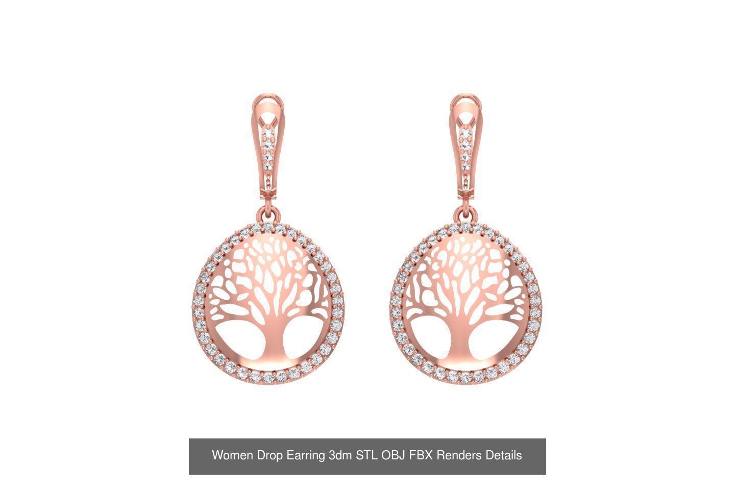 131 Women Drop Earring 3dm STL OBJ FBX Render Detail Collection _94