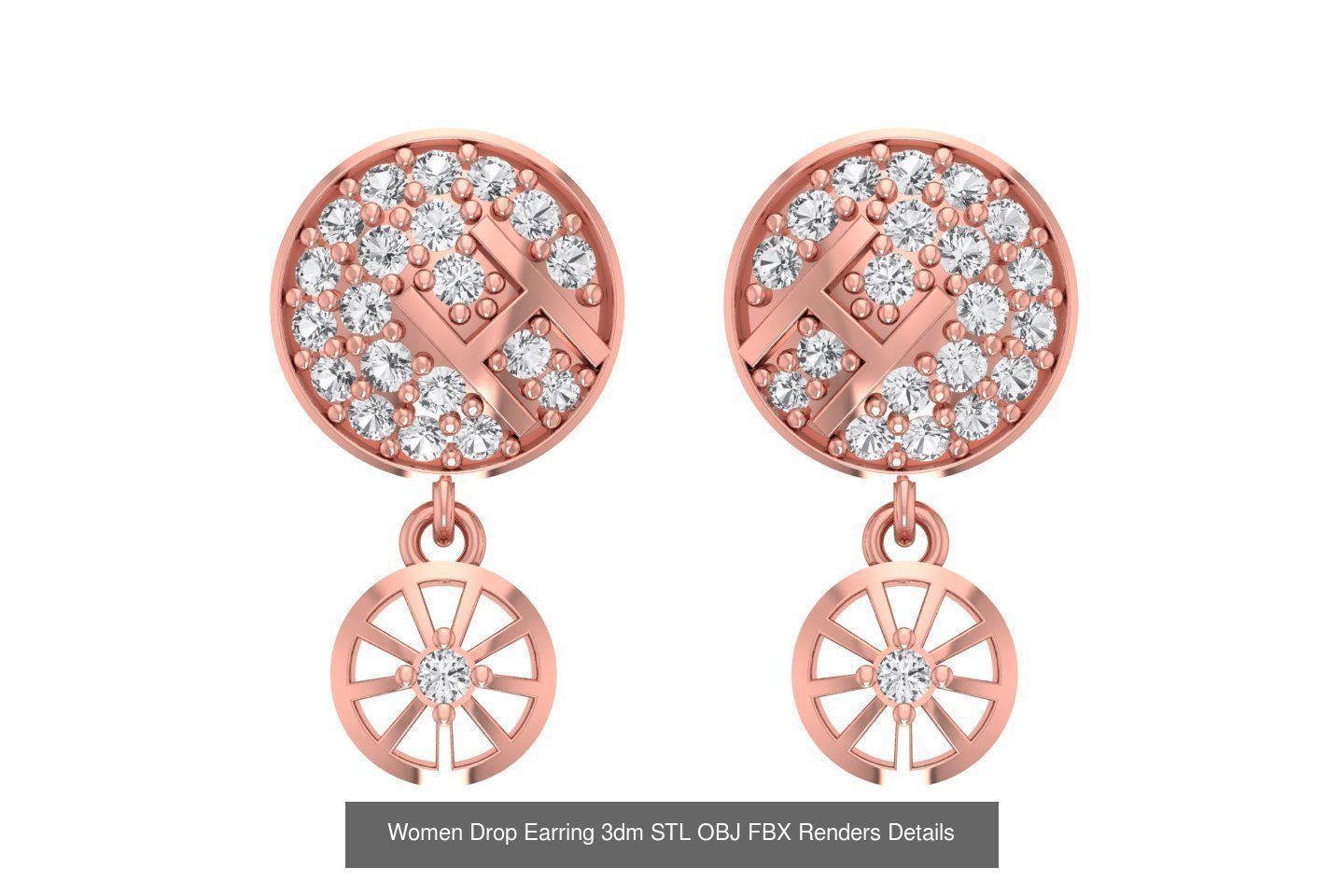 131 Women Drop Earring 3dm STL OBJ FBX Render Detail Collection _111