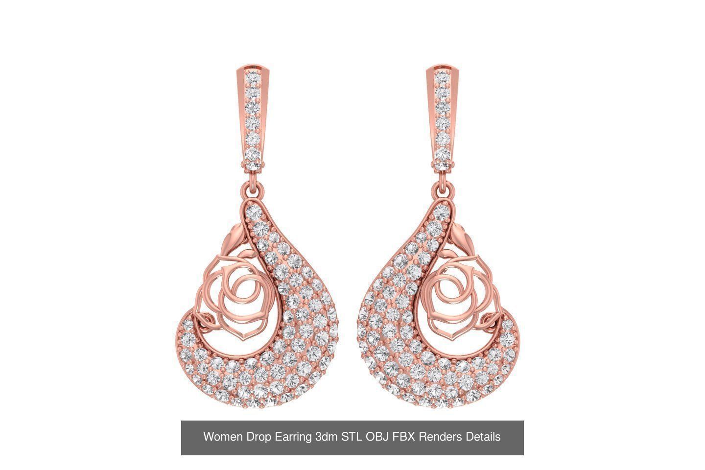 131 Women Drop Earring 3dm STL OBJ FBX Render Detail Collection _142