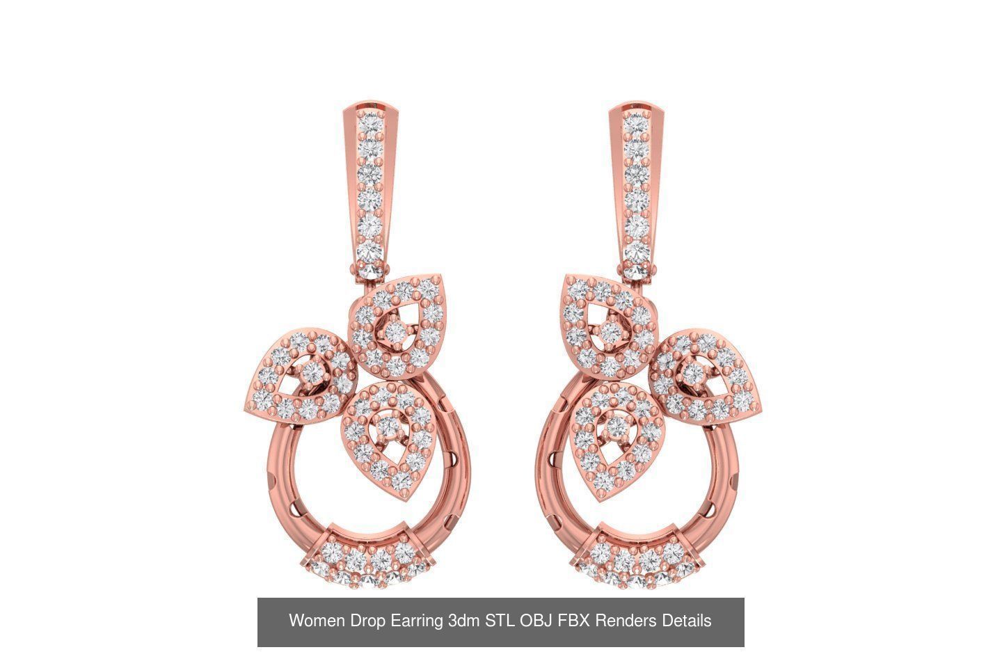 131 Women Drop Earring 3dm STL OBJ FBX Render Detail Collection _156