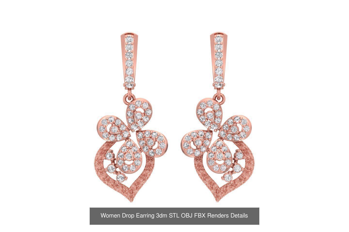 131 Women Drop Earring 3dm STL OBJ FBX Render Detail Collection _166