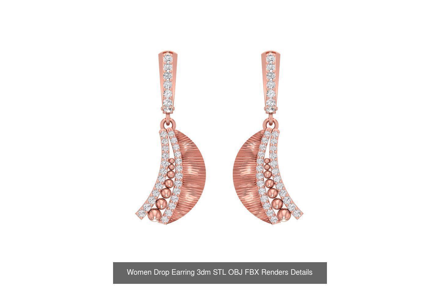 131 Women Drop Earring 3dm STL OBJ FBX Render Detail Collection _65
