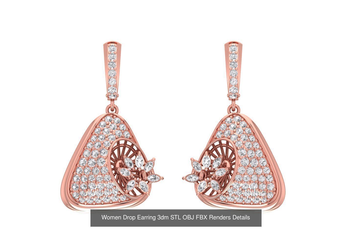 131 Women Drop Earring 3dm STL OBJ FBX Render Detail Collection _136