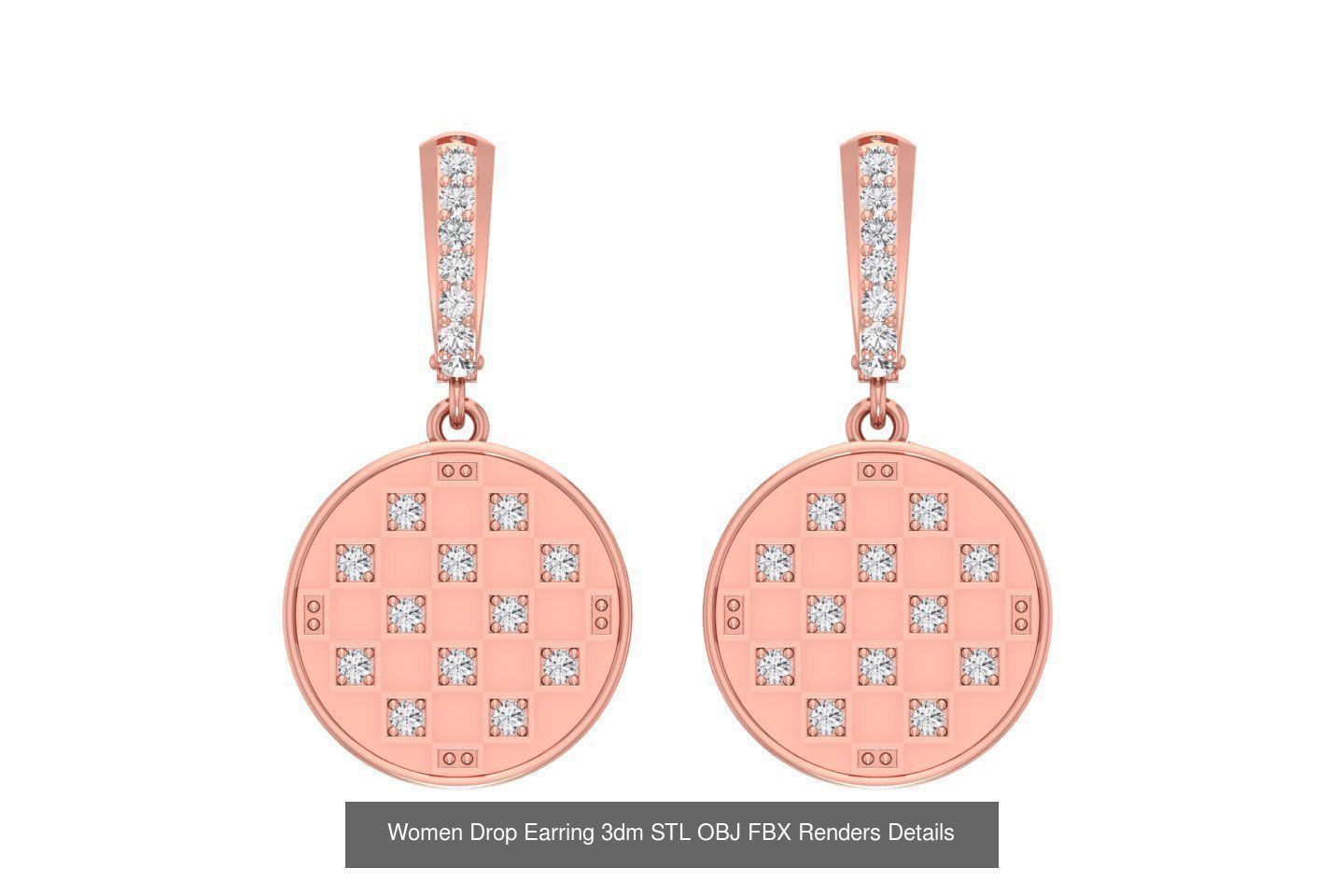 131 Women Drop Earring 3dm STL OBJ FBX Render Detail Collection _57