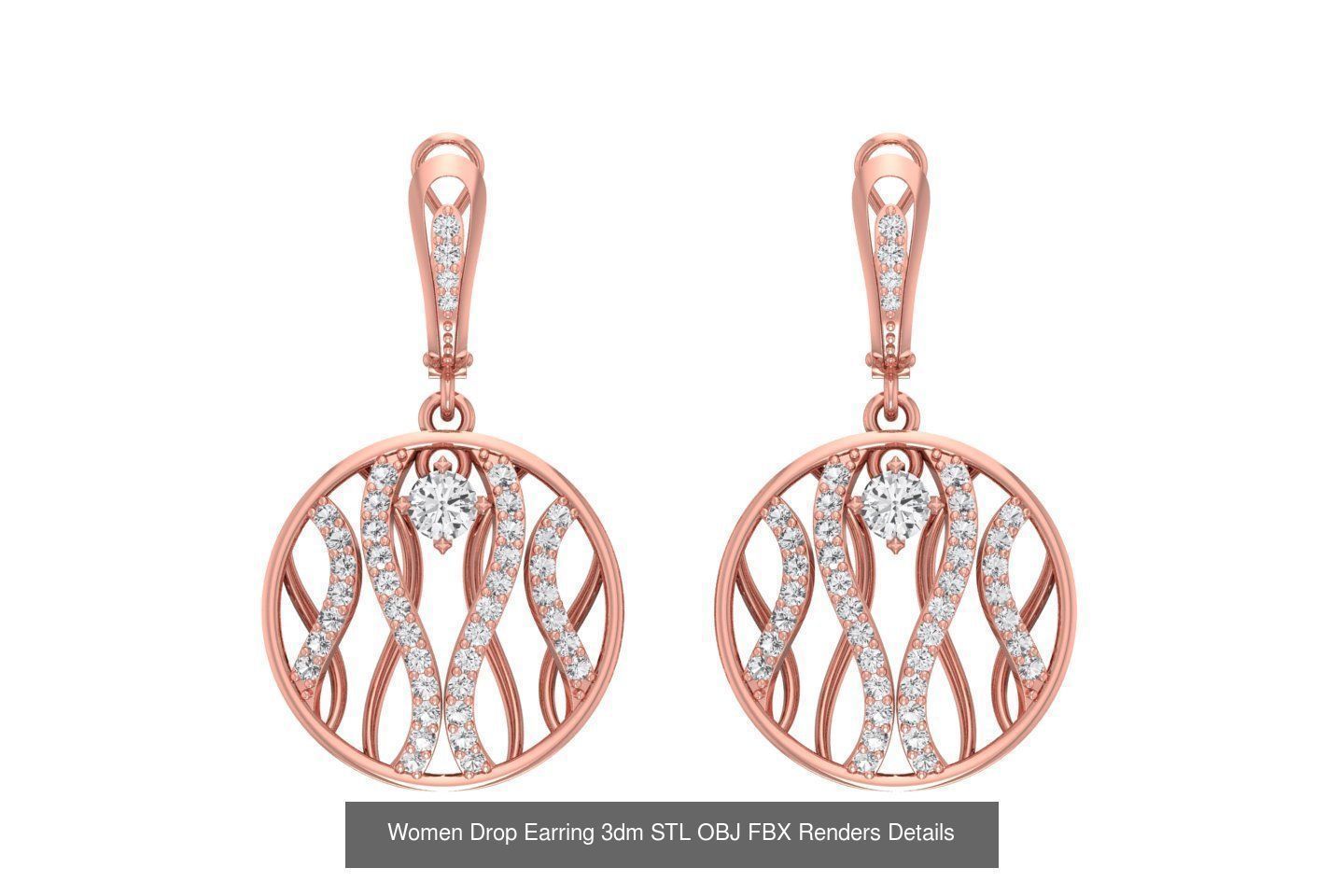 131 Women Drop Earring 3dm STL OBJ FBX Render Detail Collection _55
