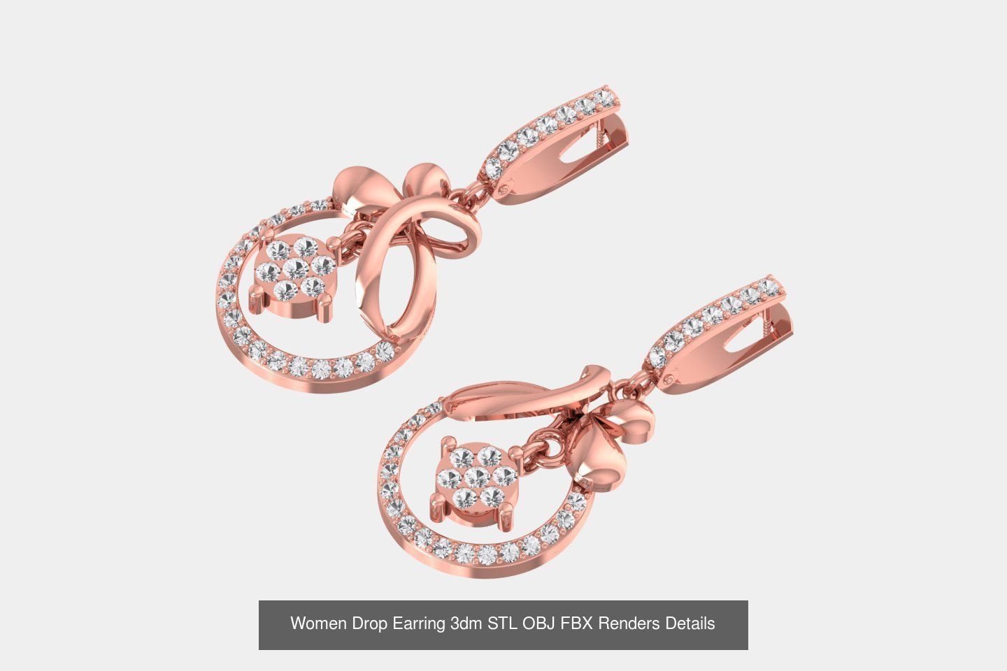 131 Women Drop Earring 3dm STL OBJ FBX Render Detail Collection _144