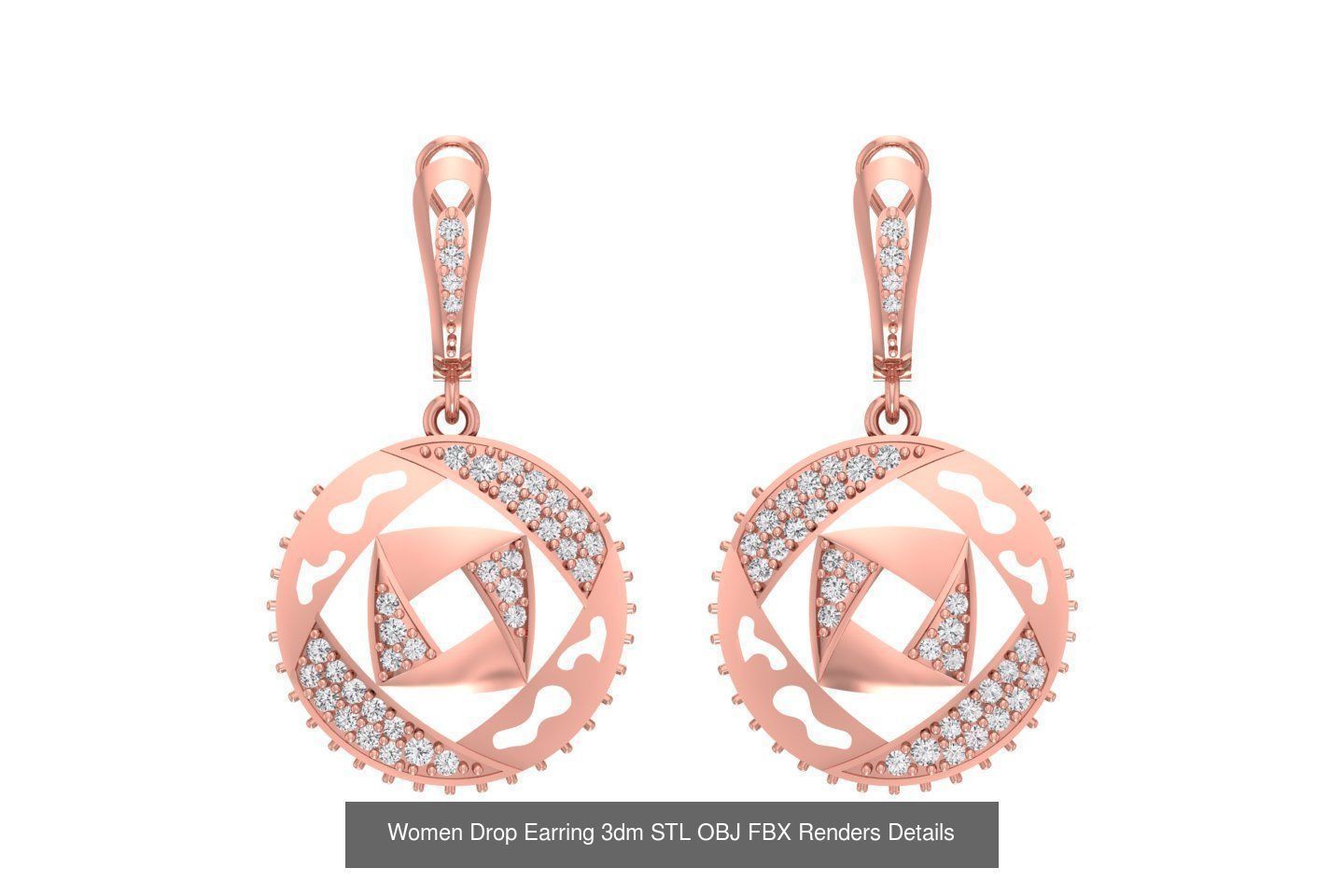 131 Women Drop Earring 3dm STL OBJ FBX Render Detail Collection _102