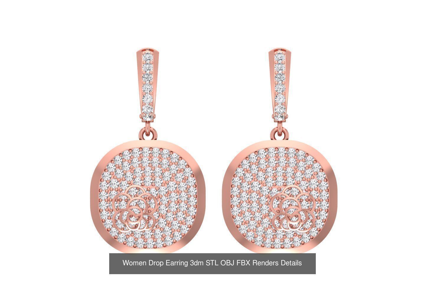 131 Women Drop Earring 3dm STL OBJ FBX Render Detail Collection _62