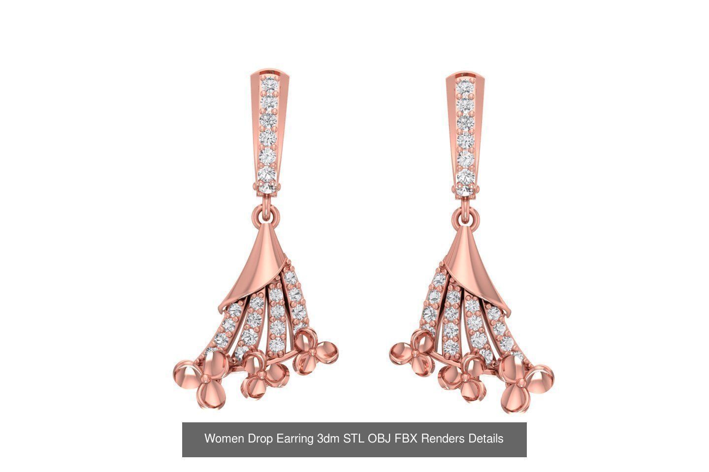 131 Women Drop Earring 3dm STL OBJ FBX Render Detail Collection _181