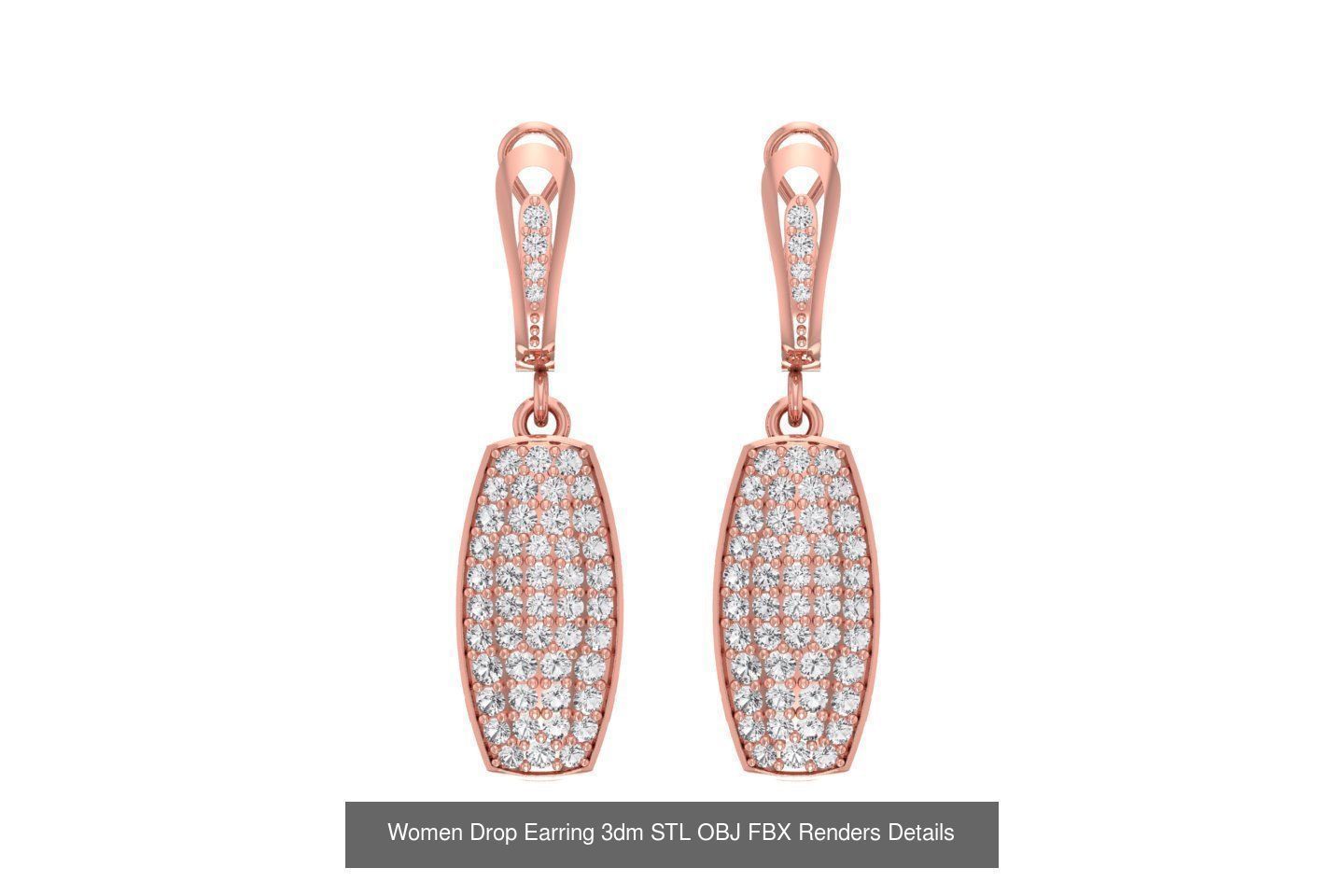 131 Women Drop Earring 3dm STL OBJ FBX Render Detail Collection _89