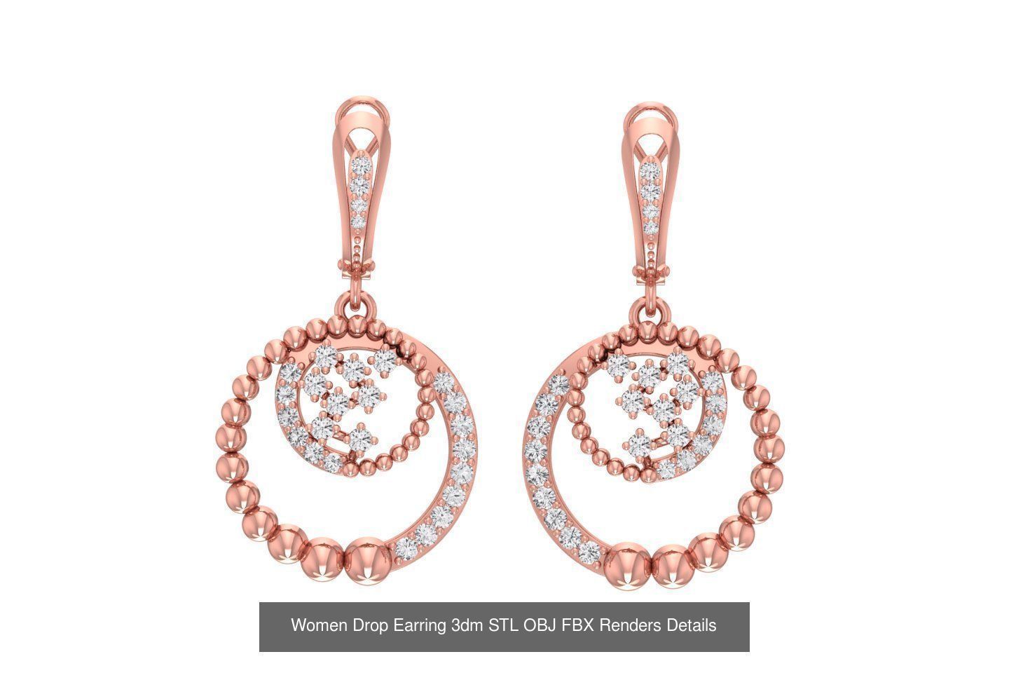 131 Women Drop Earring 3dm STL OBJ FBX Render Detail Collection _63