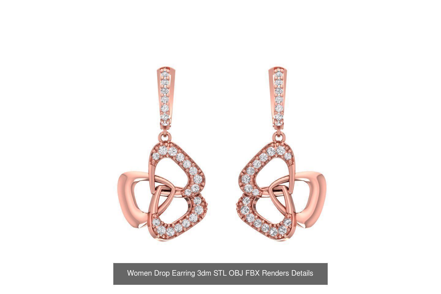 131 Women Drop Earring 3dm STL OBJ FBX Render Detail Collection _132