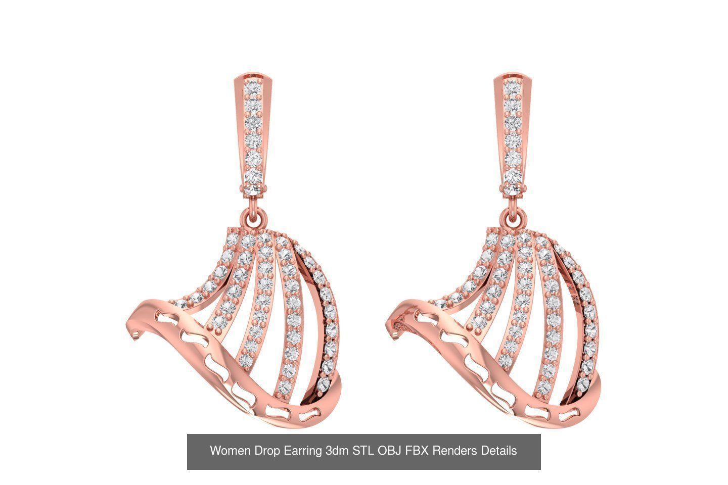 131 Women Drop Earring 3dm STL OBJ FBX Render Detail Collection _118