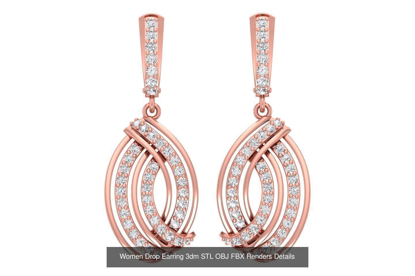 131 Women Drop Earring 3dm STL OBJ FBX Render Detail Collection _130