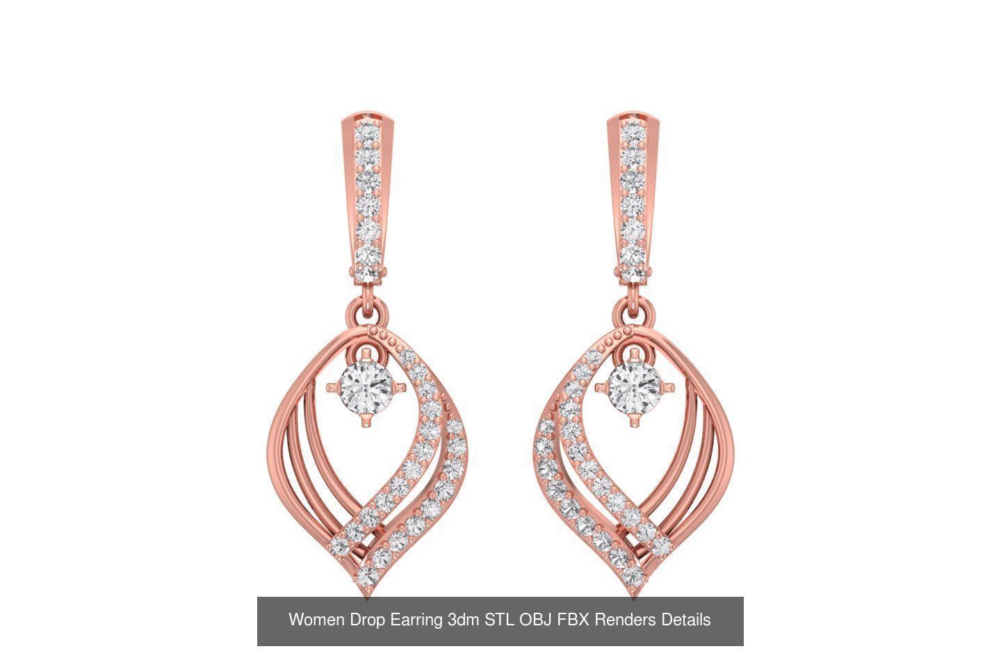 131 Women Drop Earring 3dm STL OBJ FBX Render Detail Collection _56